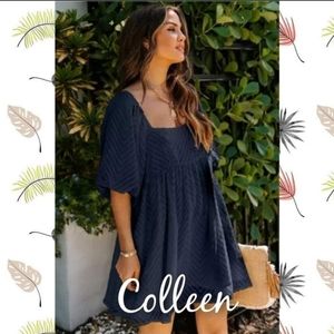 Gorgeous Flowy Navy Babydoll Dress